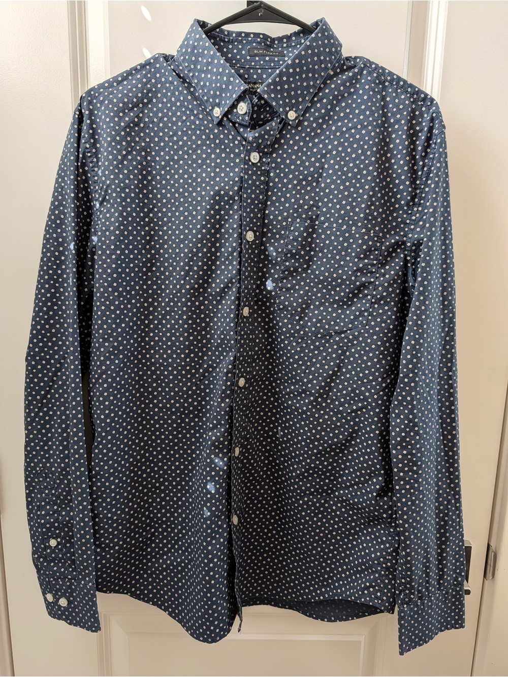 Banana Republic Floral Slim Flex Fit Tech Stretch Cotton Button Down Shirt